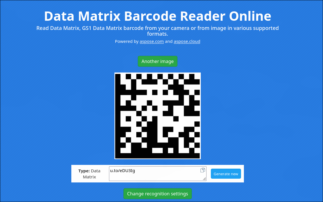 datamatrix scan result screenshot