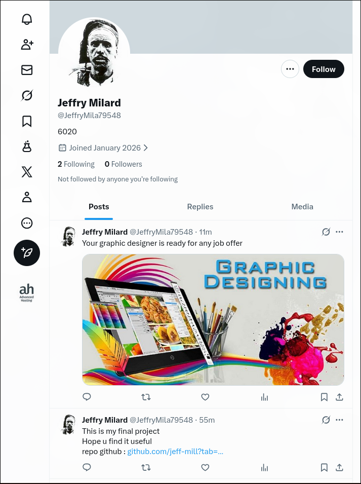 Screenshot: Deleted post with GitHub link
